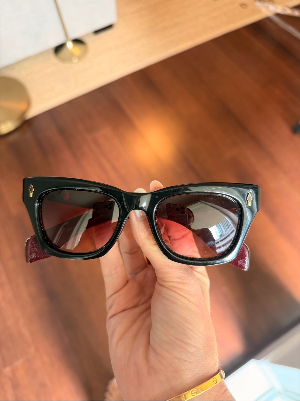 Jacques Marie Mage Sunglasses with Burgundy Temple Accents